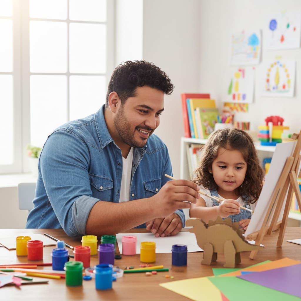 curve latino man teaching crafts activity 88178759