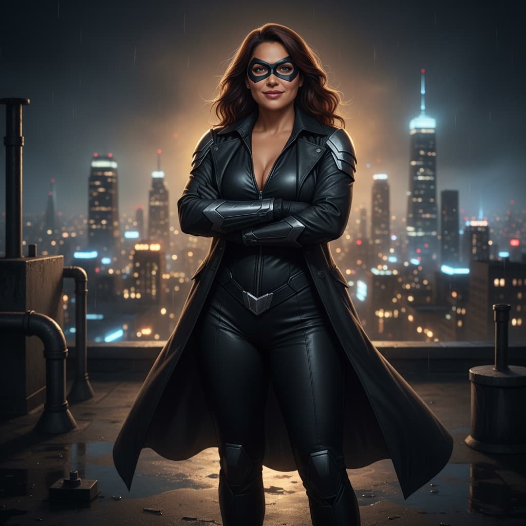 curve latino woman city rooftop night villain 98069302