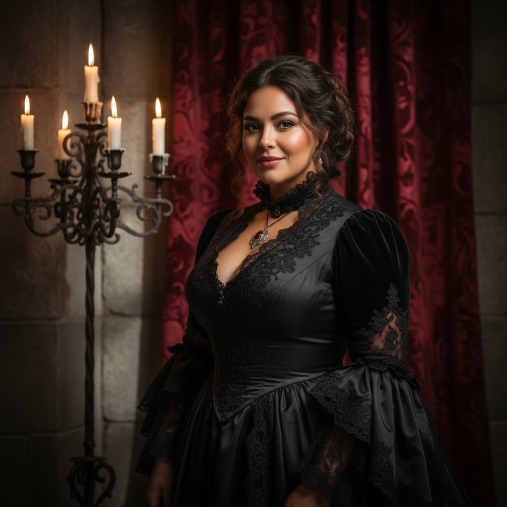 curve latino woman classic vampire portrait 32450931
