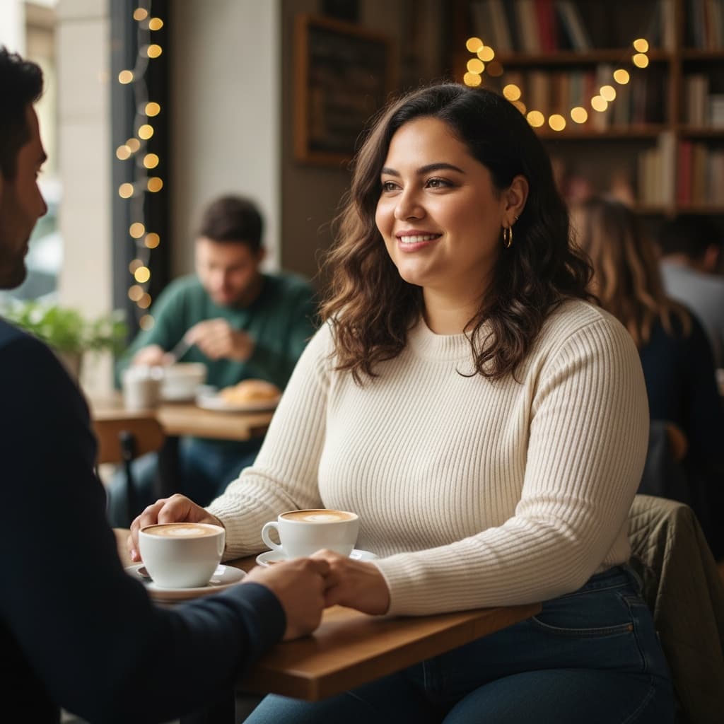 curve latino woman coffee shop date 30387497