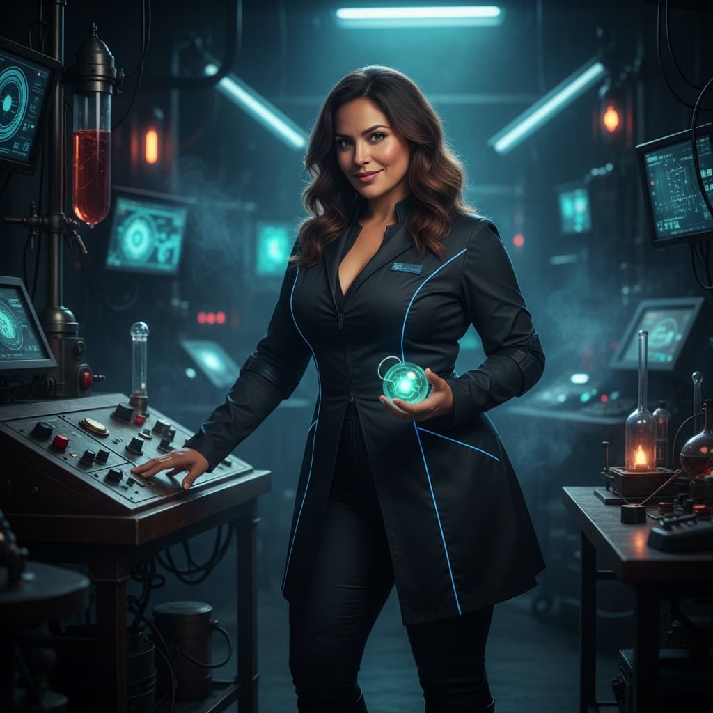 curve latino woman dark laboratory mastermind 53889429