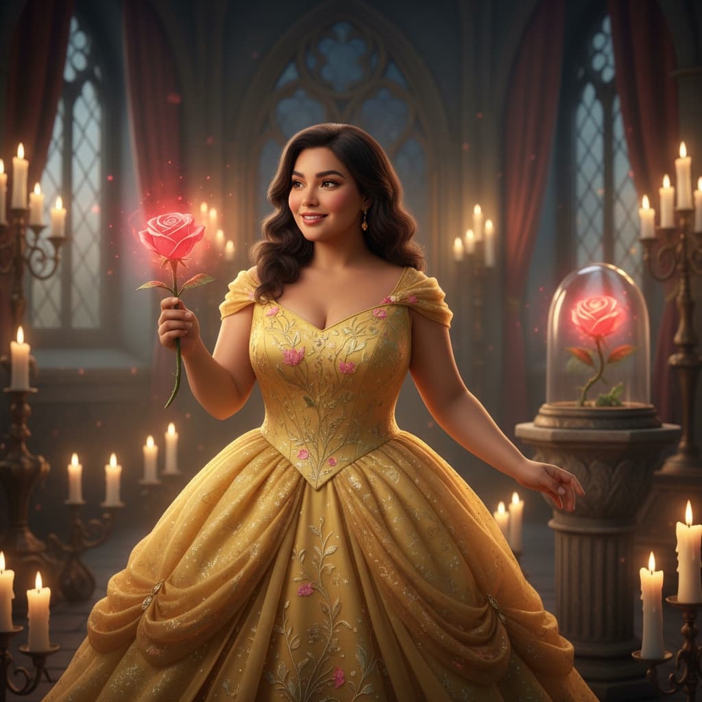 curve latino woman enchanted rose scene 61819475