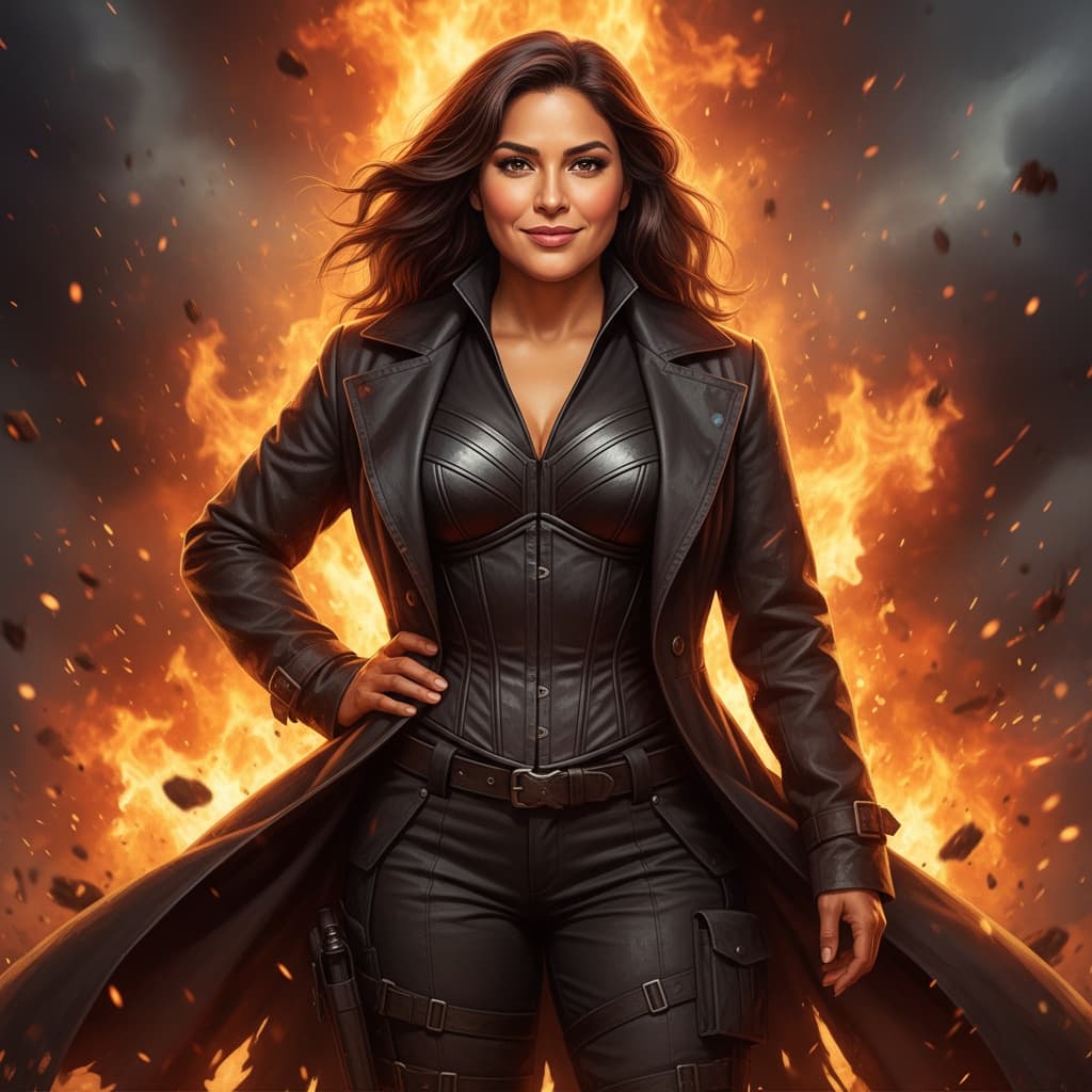curve latino woman fire backdrop chaos 22943196