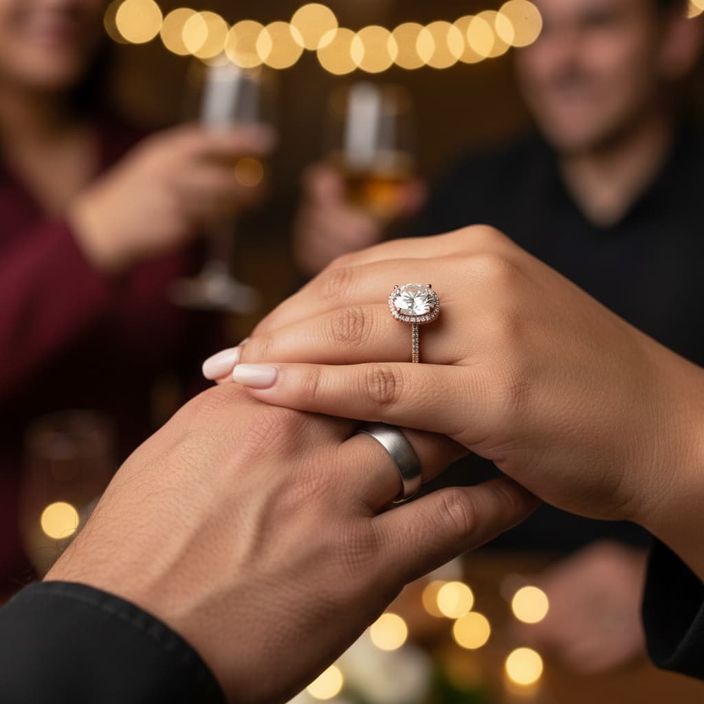 curve latino woman holding hands ring focus 64239764