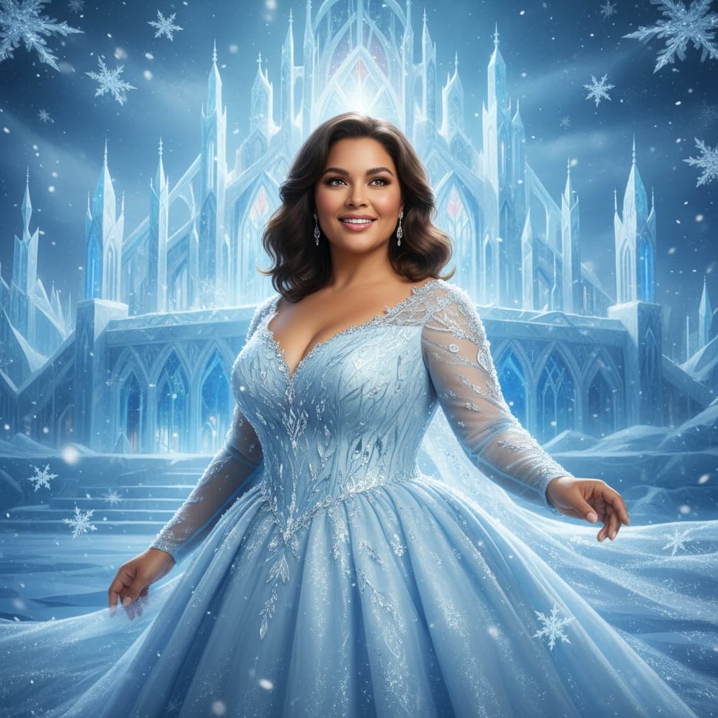 curve latino woman ice palace winter scene 37973884