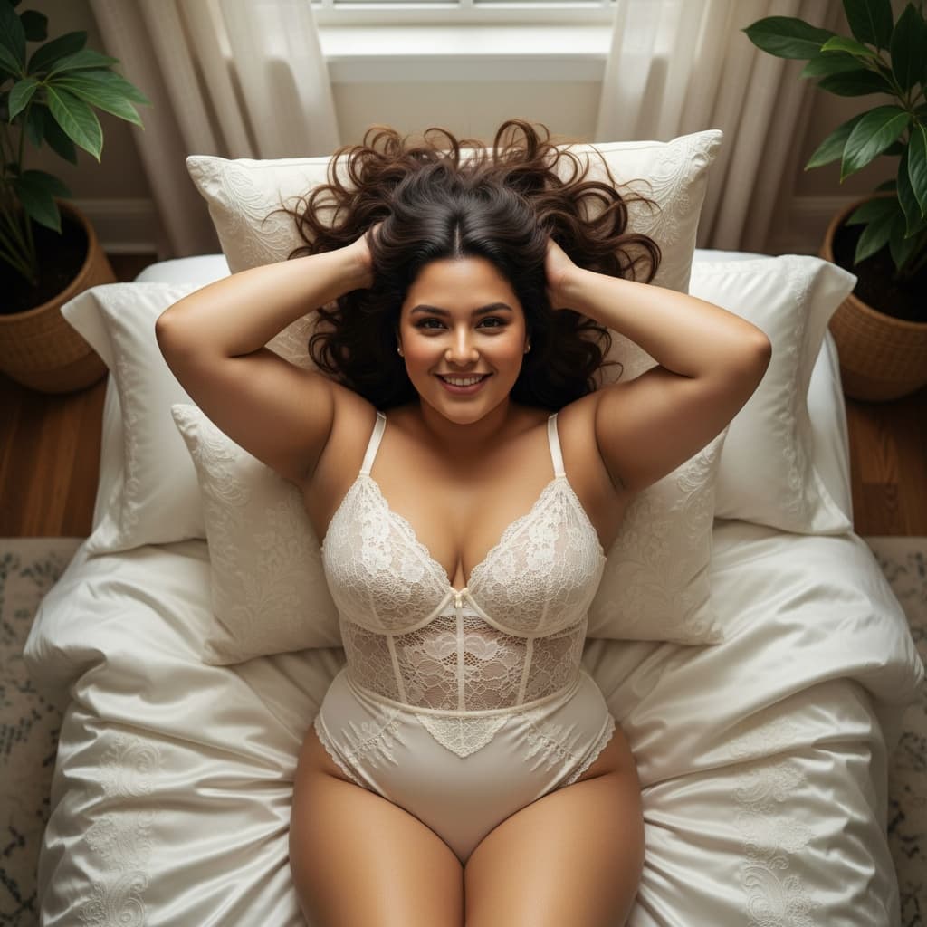 curve latino woman laying back overhead 34135291