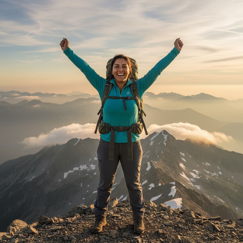 curve latino woman mountain summit adventure 27746057