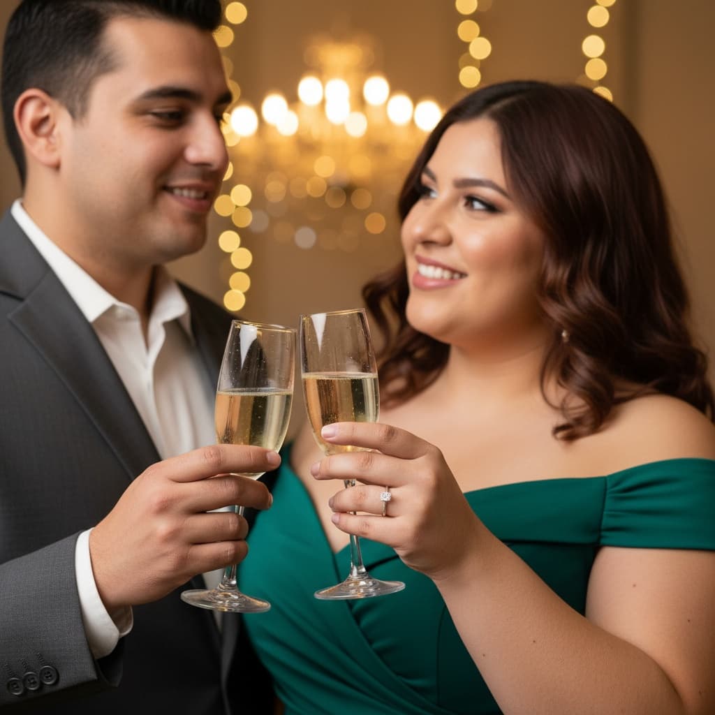 curve latino woman romantic champagne toast 51321348