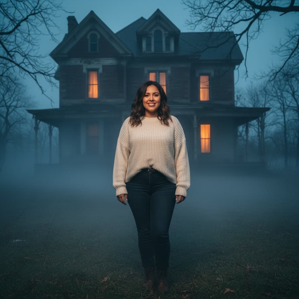 curve latino woman spooky haunted house 44208411