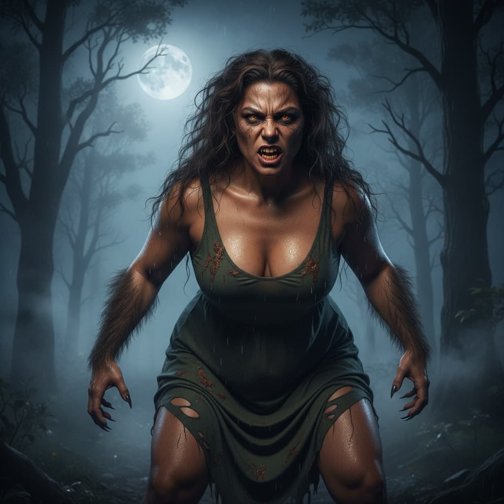 curve latino woman werewolf forest dramatic 17693696