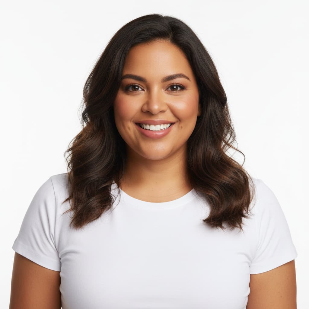 curve latino woman white background full face 73630313