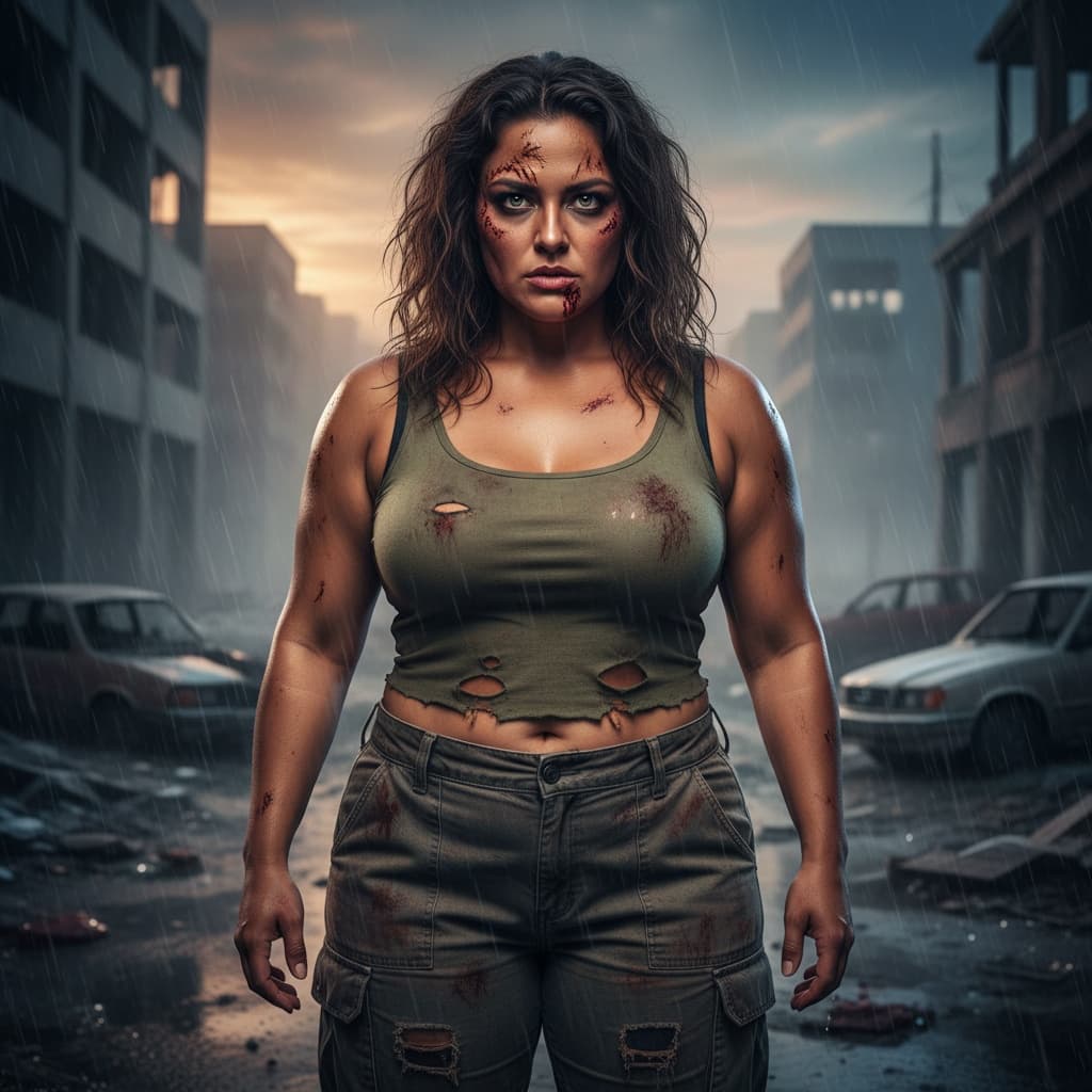 curve latino woman zombie apocalypse survivor 98317592