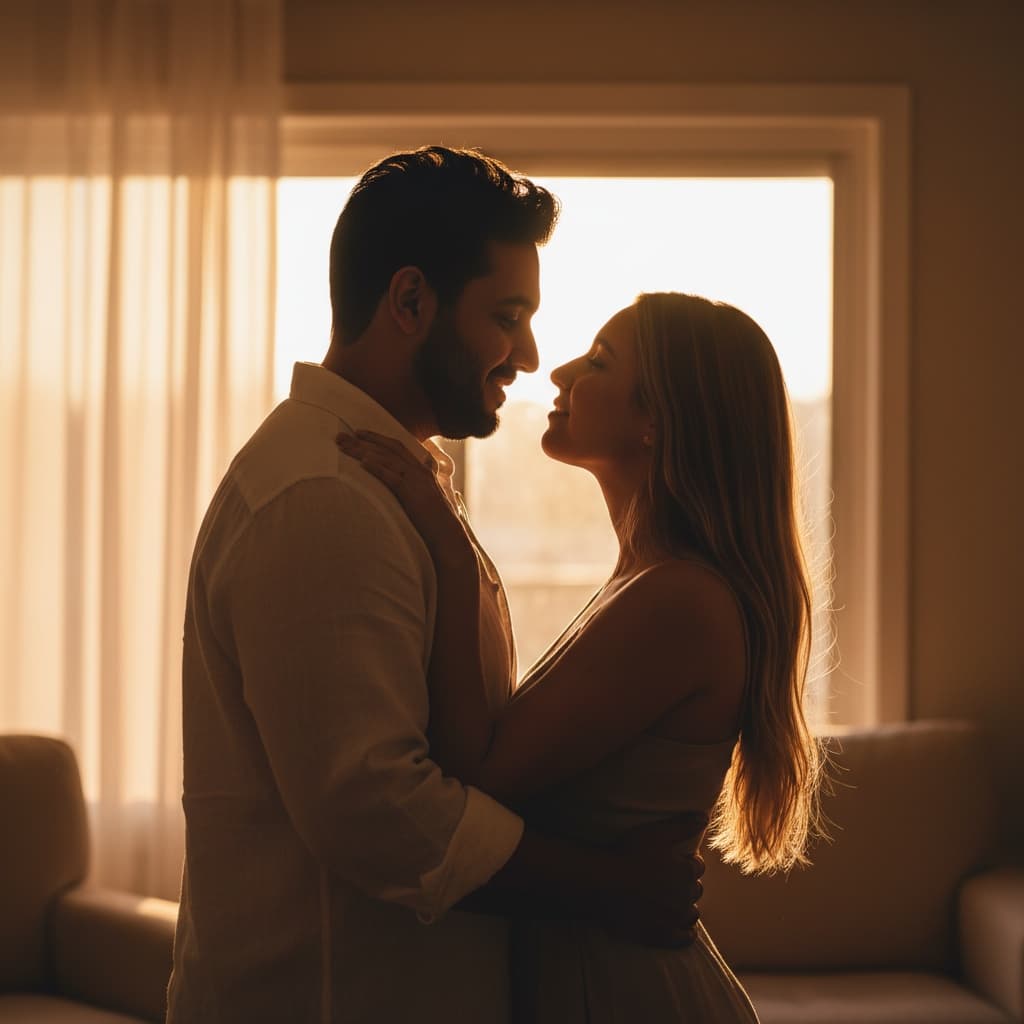 curve middle_eastern man backlit silhouette embrace 82368188