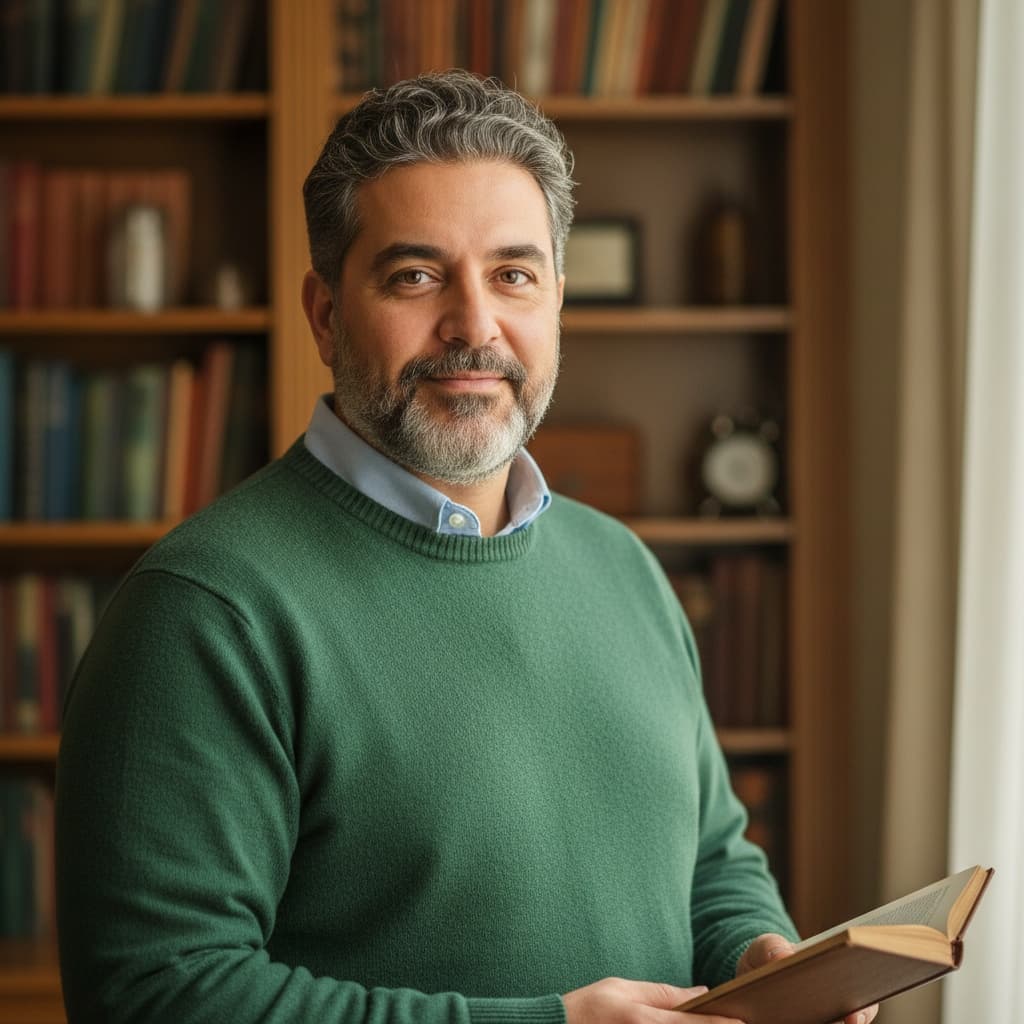 curve middle_eastern man bookshelf intellectual 68274005