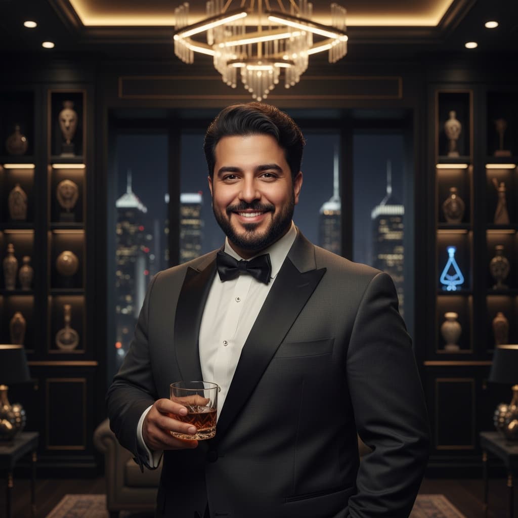 curve middle_eastern man luxurious villain lair 91385243