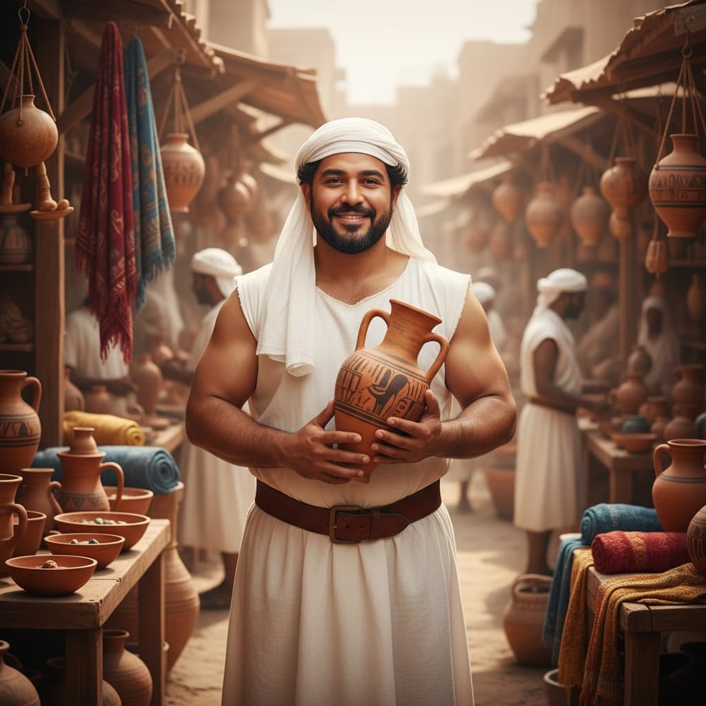 curve middle_eastern man market merchant scene 84367404