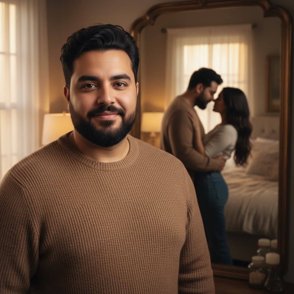 curve middle_eastern man mirror reflection intimate 70639619