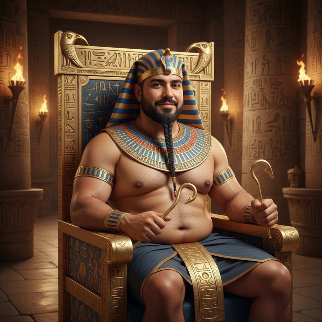 curve middle_eastern man pharaoh throne room 49184998