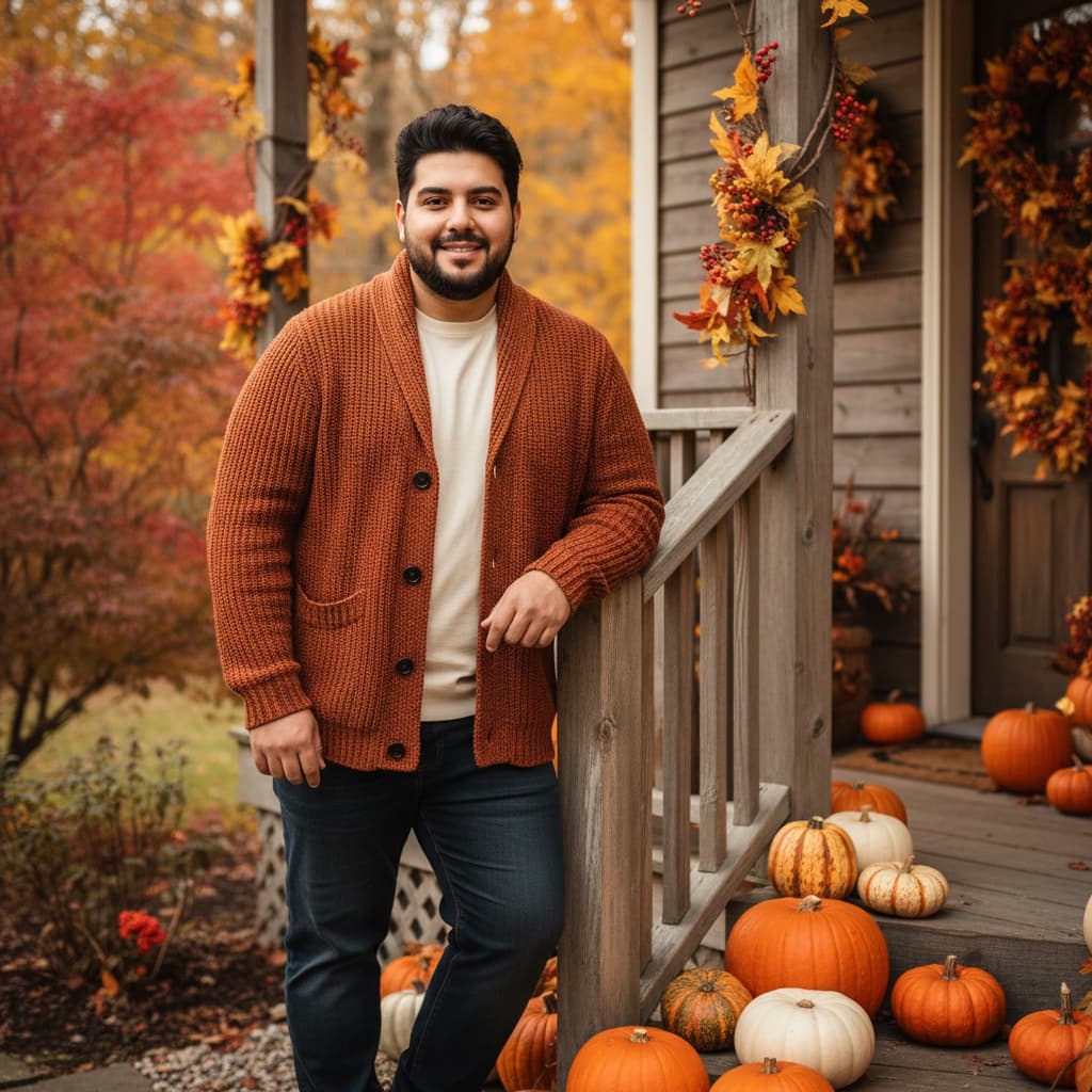 curve middle_eastern man porch autumn welcome 43220416