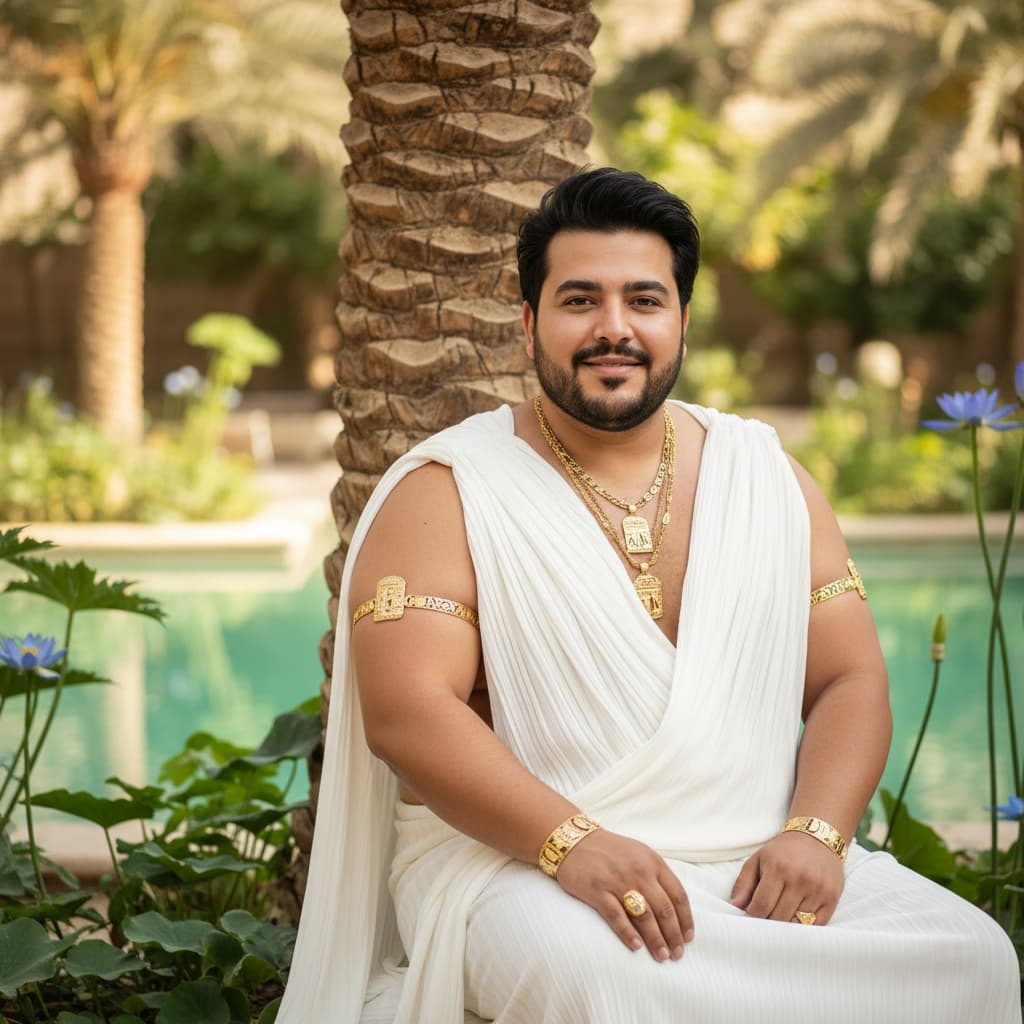 curve middle_eastern man royal garden leisure 91870746