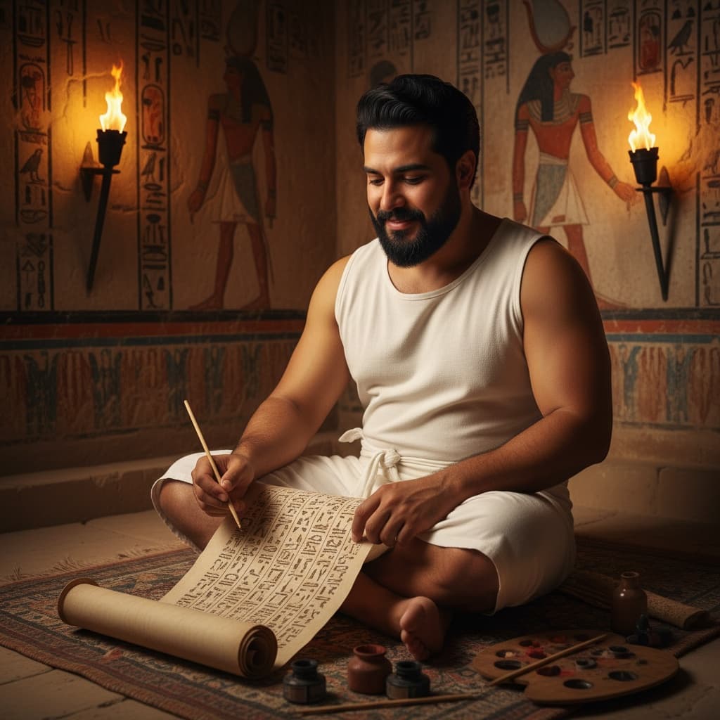 curve middle_eastern man tomb scribe scene 35449641