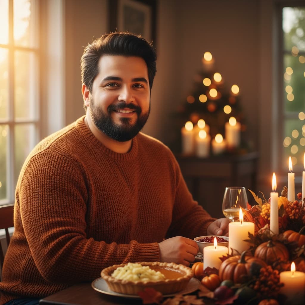curve middle_eastern man warm autumn dinner table 94320057