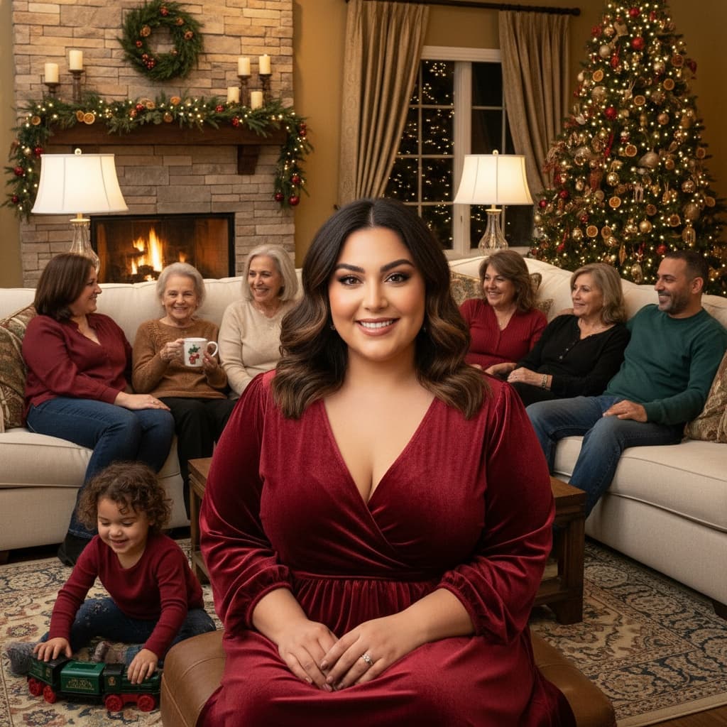 curve middle_eastern woman holiday living room 39129719