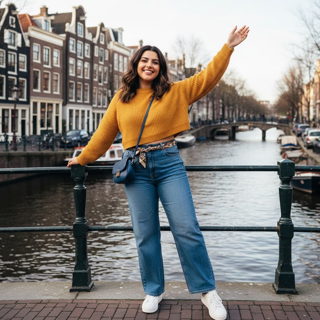 curve middle_eastern woman iconic i amsterdam sign 17182345