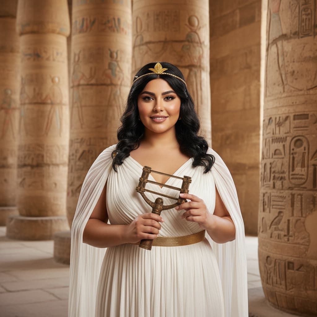curve middle_eastern woman temple priest interior 87975272