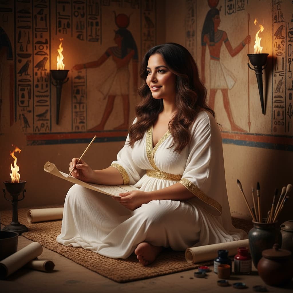 curve middle_eastern woman tomb scribe scene 76991907