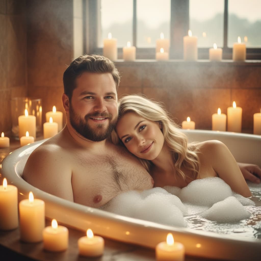 curve white man bathtub romantic scene 65500183