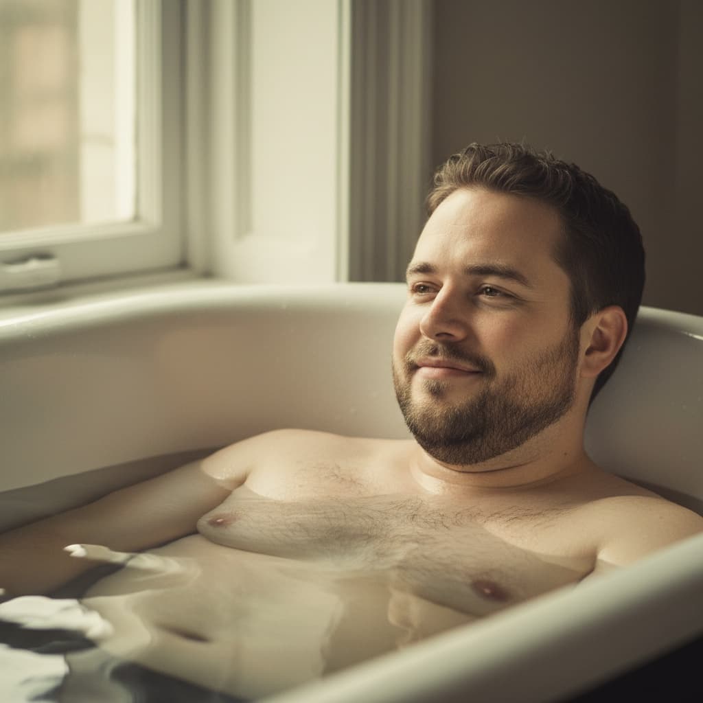 curve white man bathtub water reflections 51413963