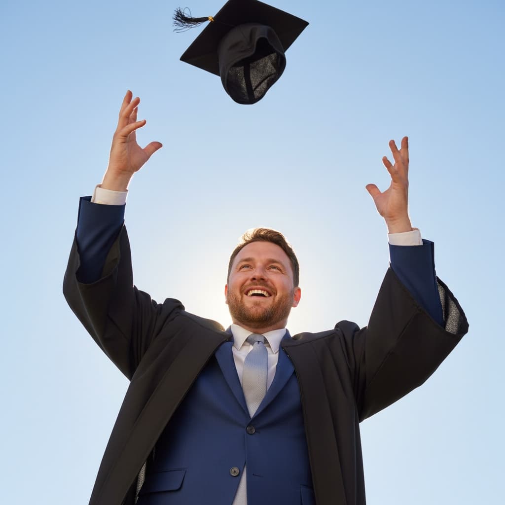 curve white man celebratory cap toss moment 49669270