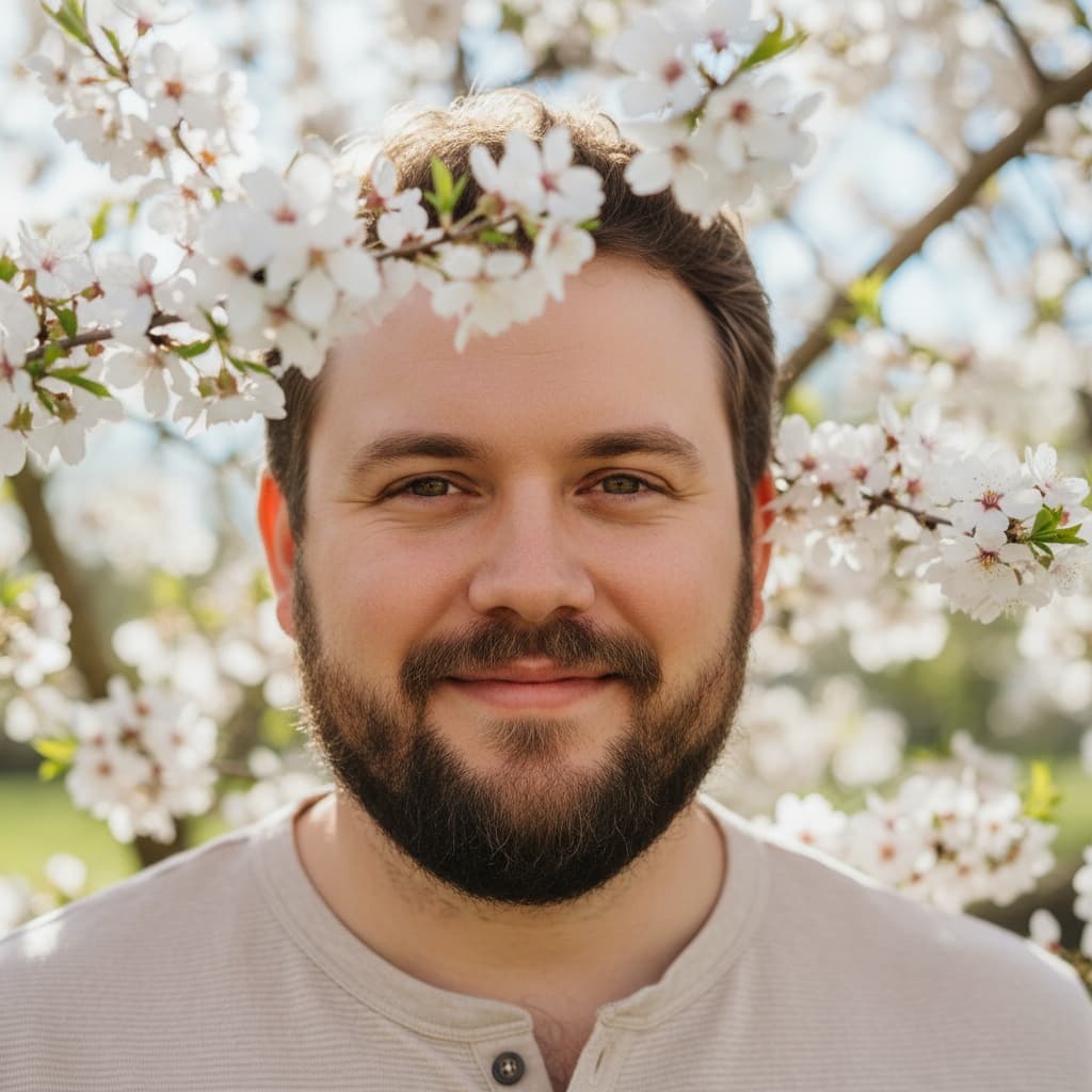 curve white man close up blossom framing 25524812