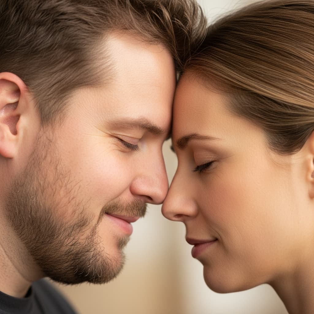 curve white man close up faces touching 42712263