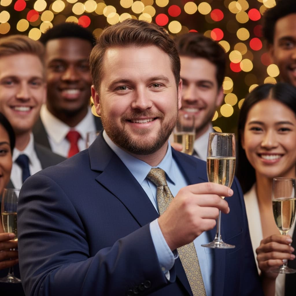 curve white man company celebration toast 66616227