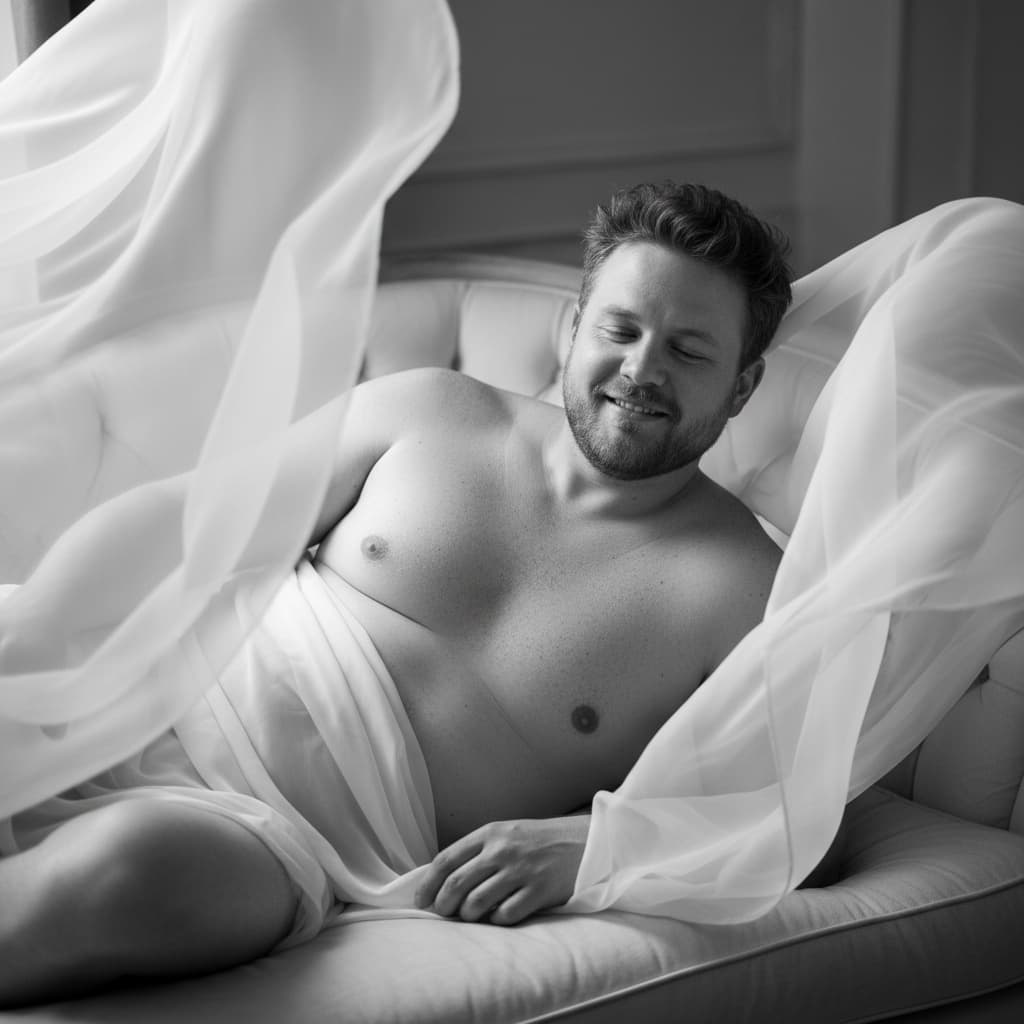 curve white man natural light fabric draping 27473353