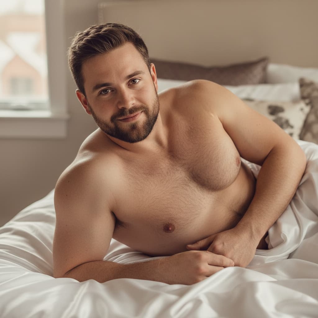 curve white man white sheets bed intimate 52241462