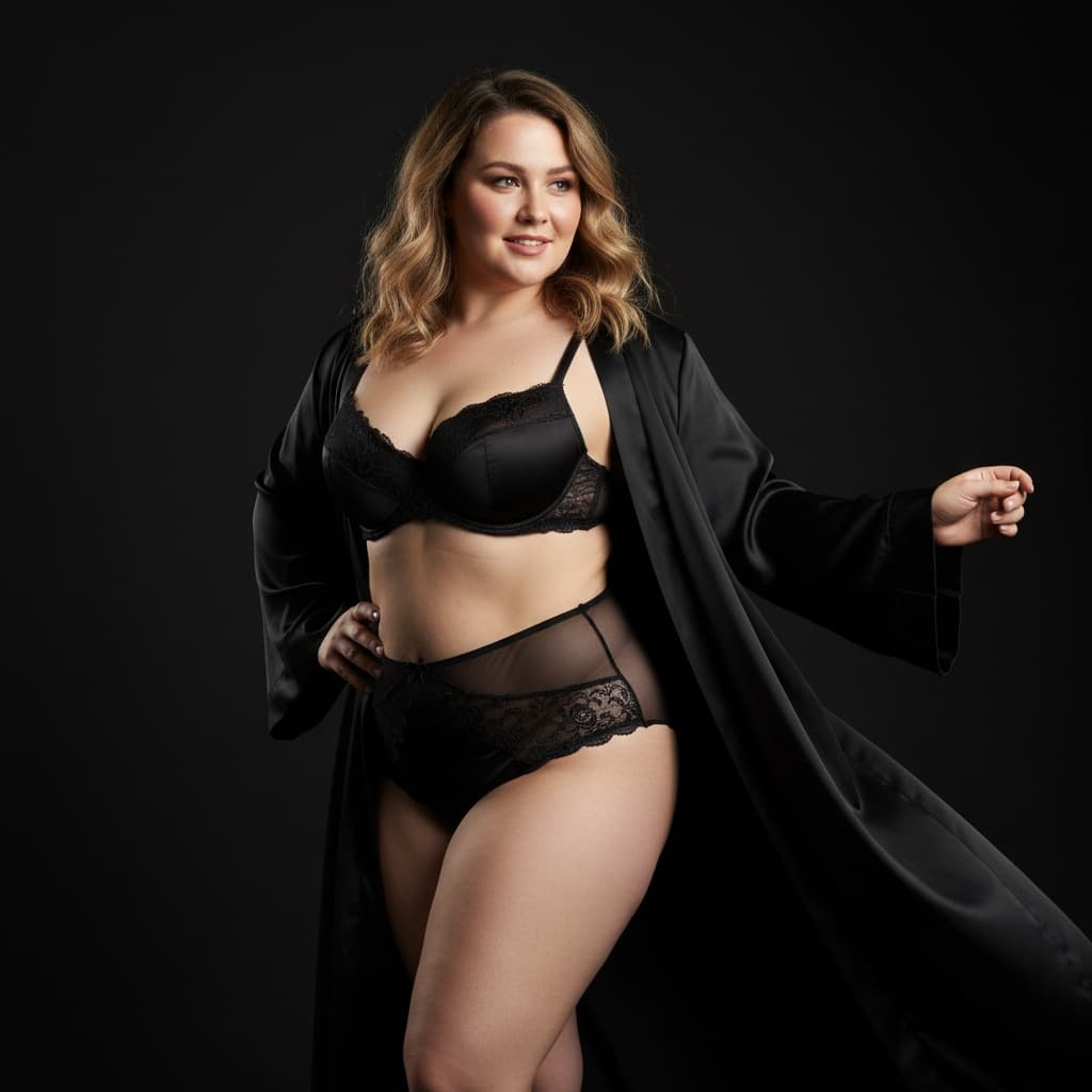 curve white woman black backdrop dramatic lighting 37132080