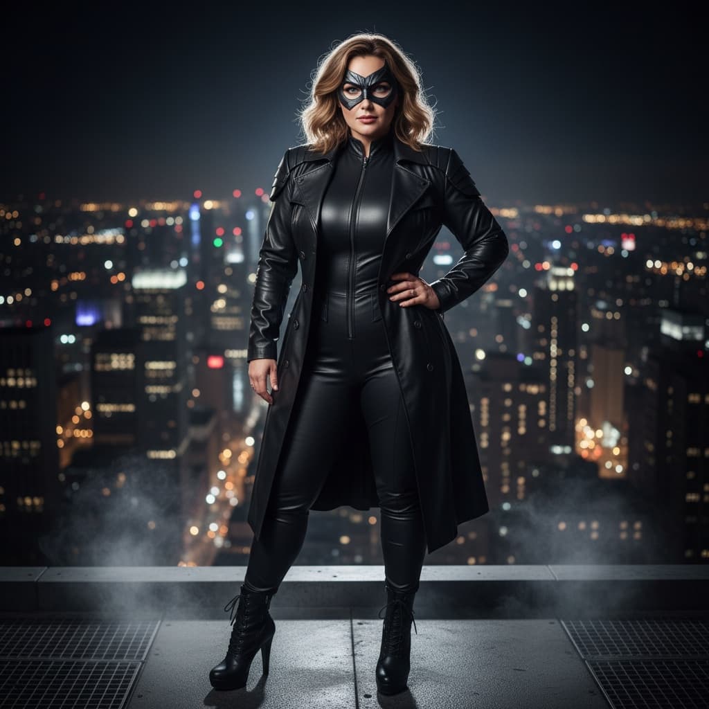 curve white woman city rooftop night villain 92792772