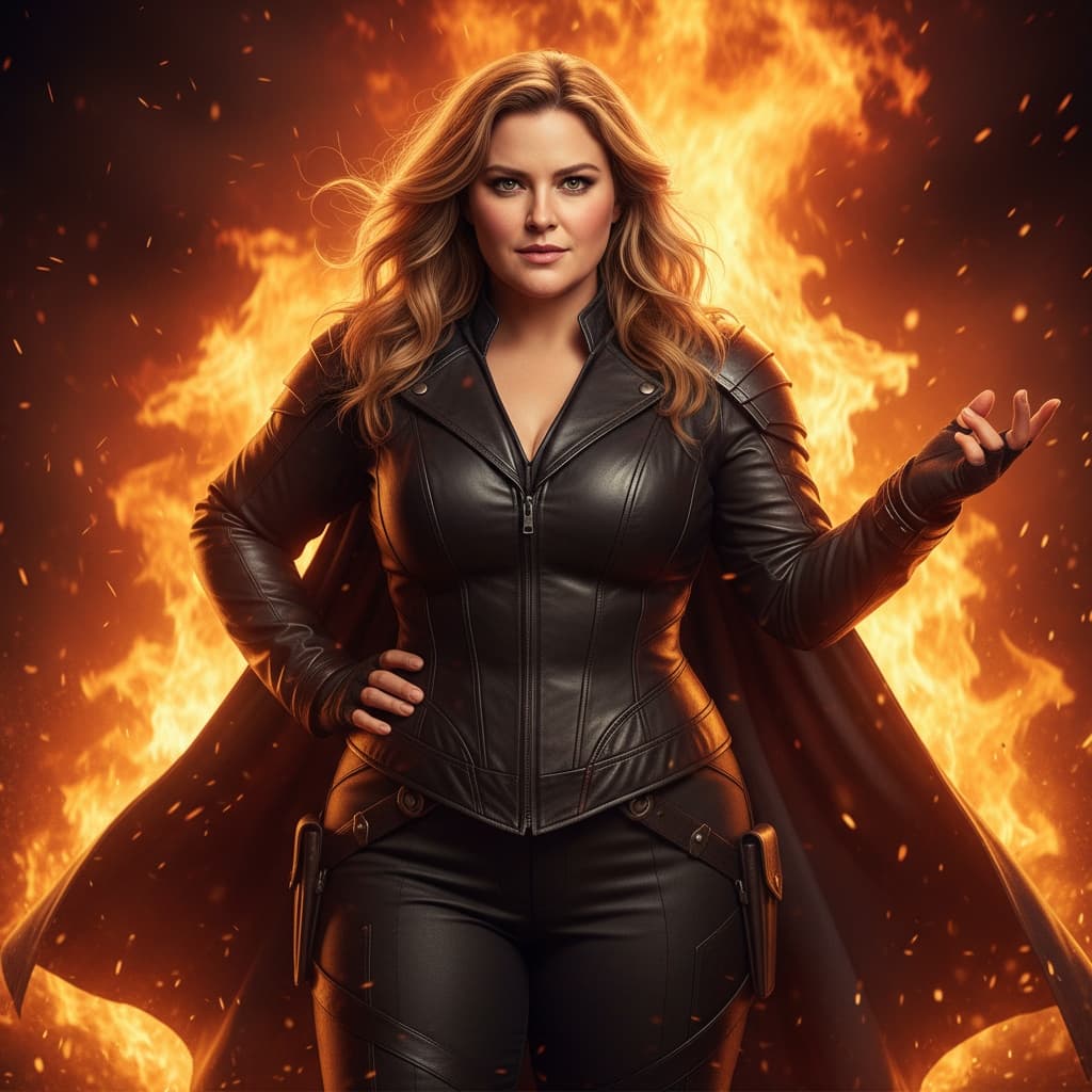 curve white woman fire backdrop chaos 74324199