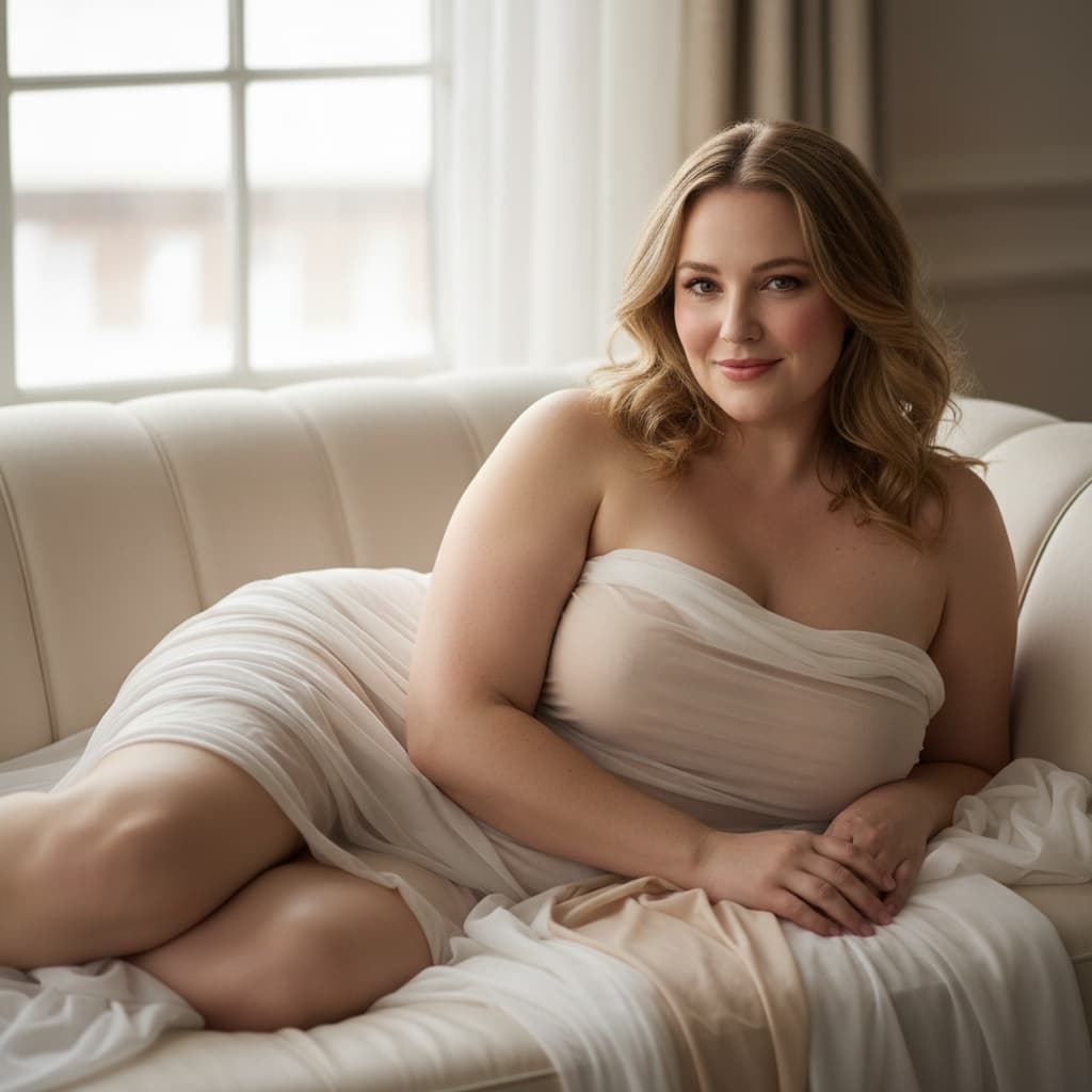 curve white woman natural light fabric draping 92075495