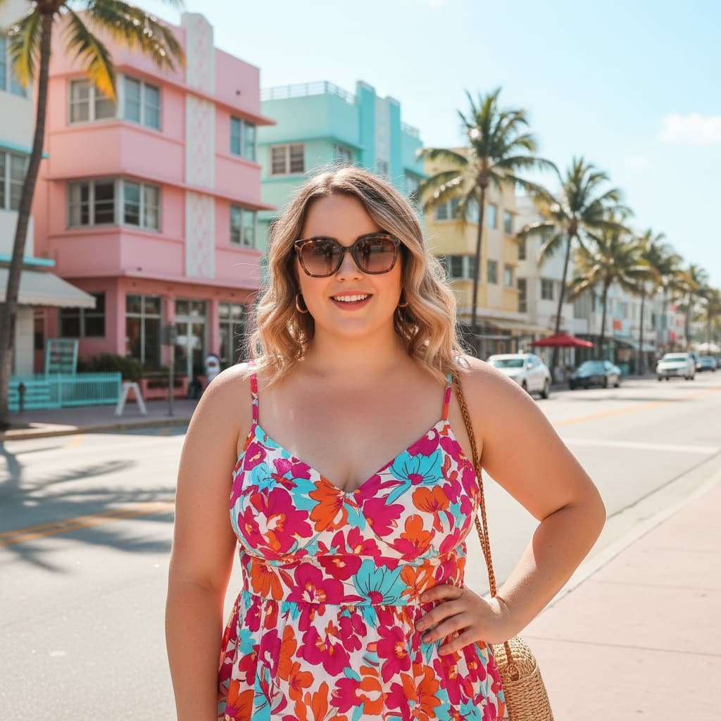 curve white woman ocean drive art deco 98272135