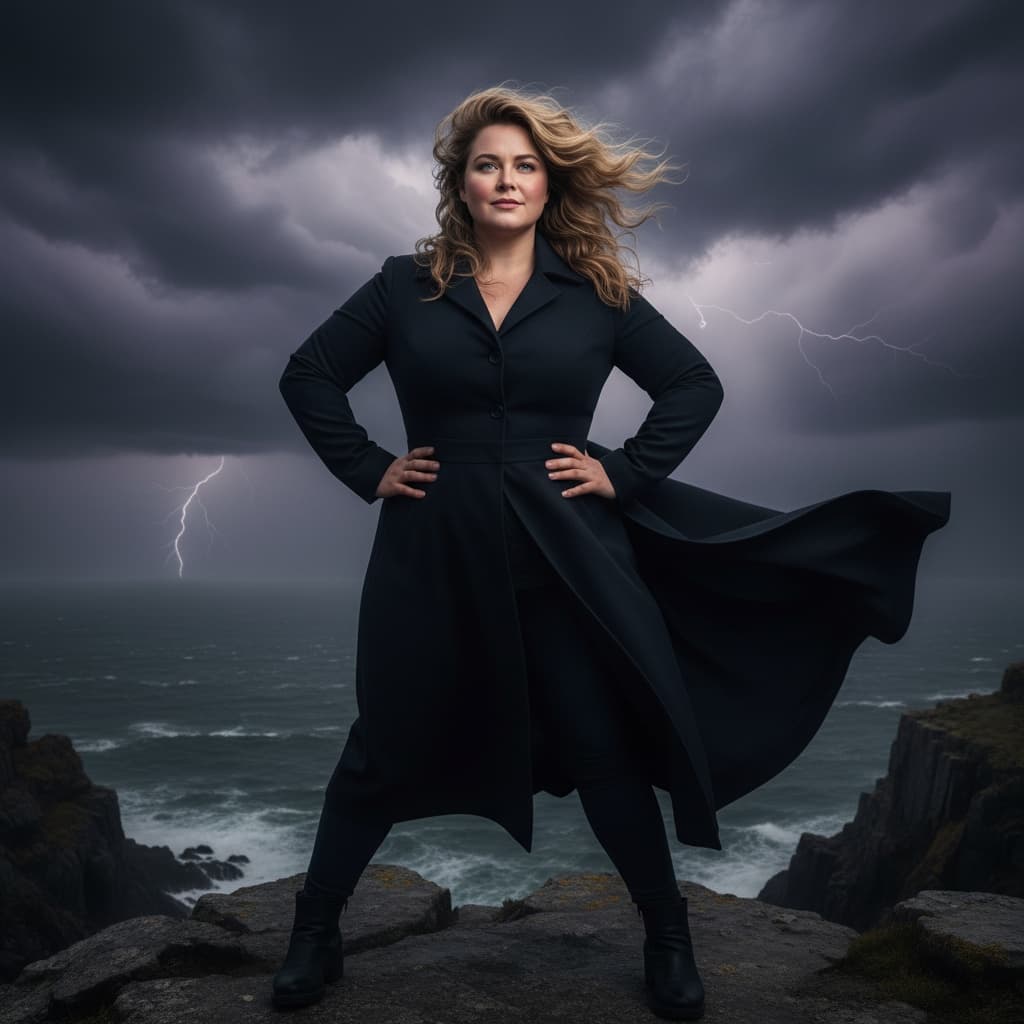 curve white woman stormy cliff overlord 97528405