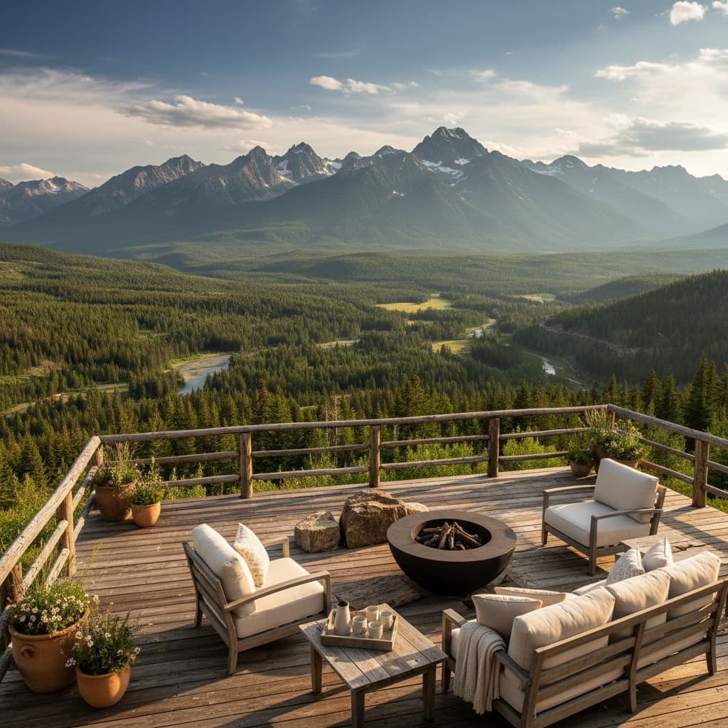 deck scenic mountain view 64172567