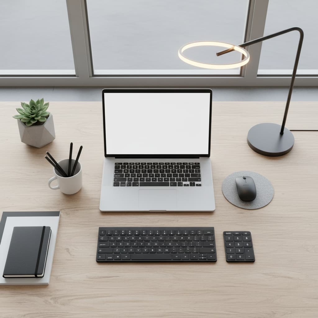 desk workspace flatlay 42364745