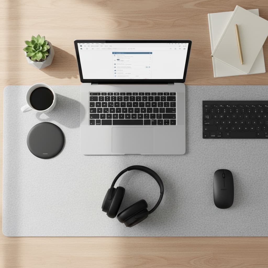 desk workspace flatlay 83949997