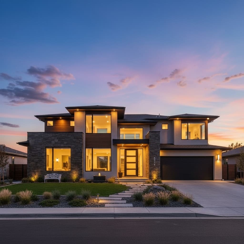 dramatic exterior twilight 63036778