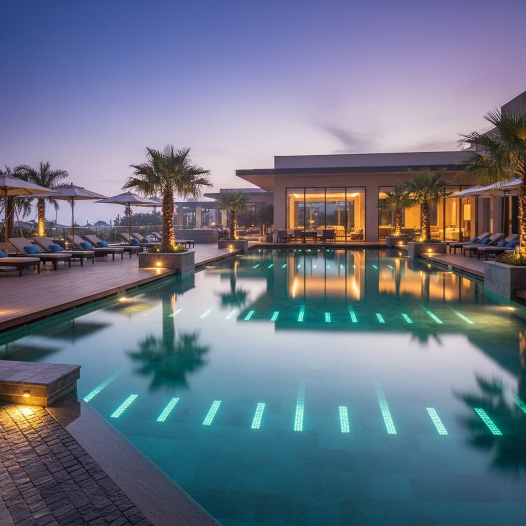 evening ambient pool lighting 25443978