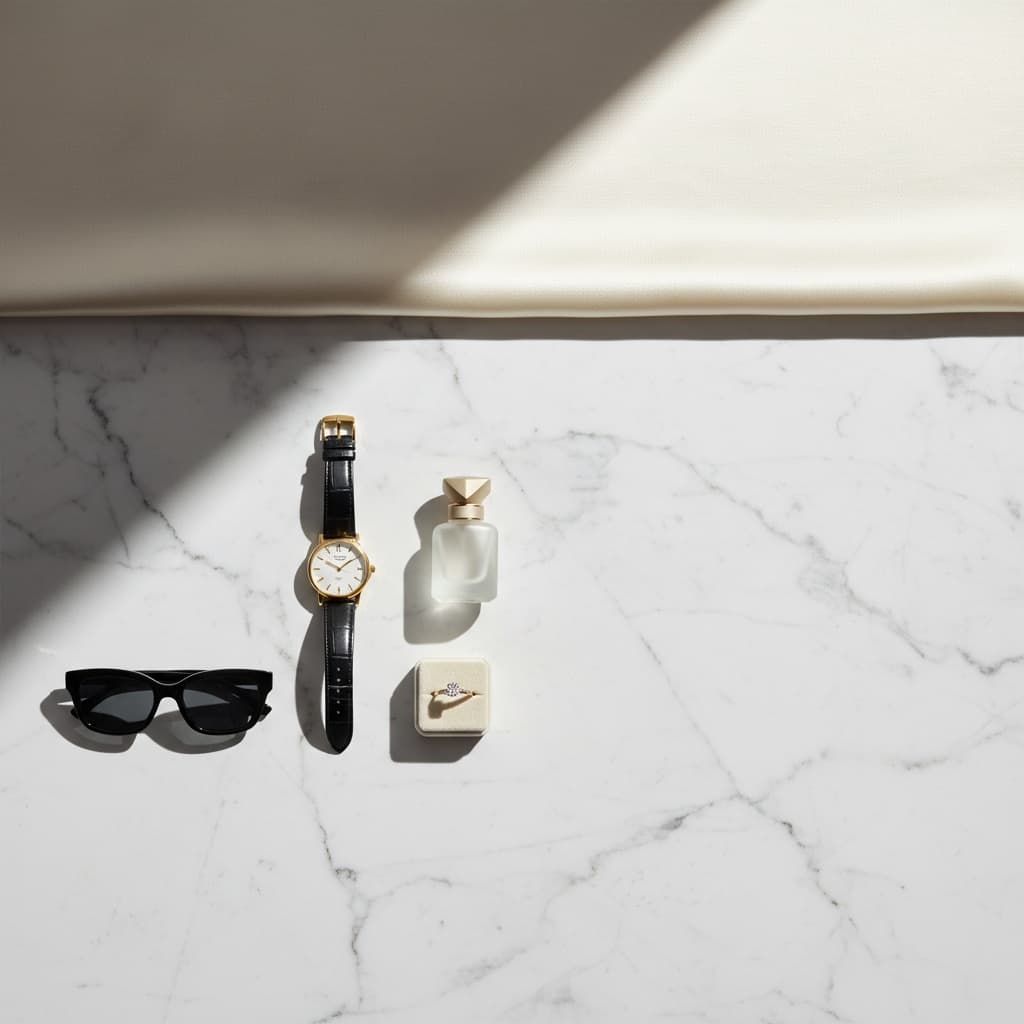 flat lay luxury minimal 68600556